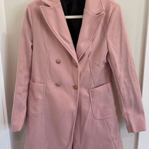 Pink Double-Breasted Women's Coat Size M
